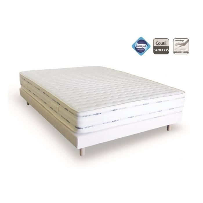 Ensemble literie privilège 140x190 sommier matelas ressort mémoire ... Literie Lin Créatif