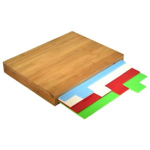 JOCCA 1675 Planche ? découper en bambou + 1 lot de 4 planches ? découper en plastique - Rangement intérieur