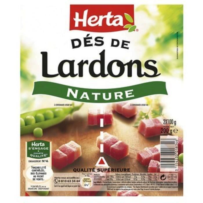 Herta dés lardons nature 2x102g Achat / Vente lardon dés poitrine DES