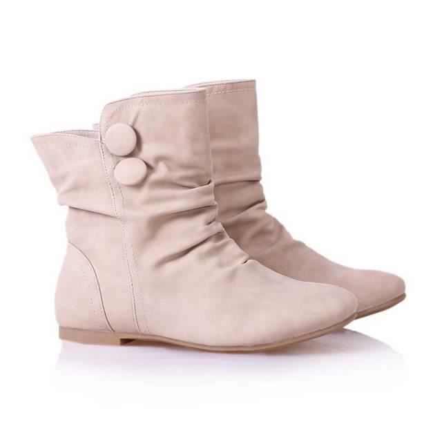 bottines plates beige