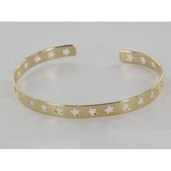 BRACELET , GOURMETTE BRACELET JONC RIGIDE PLAQUE OR ** ETOILE