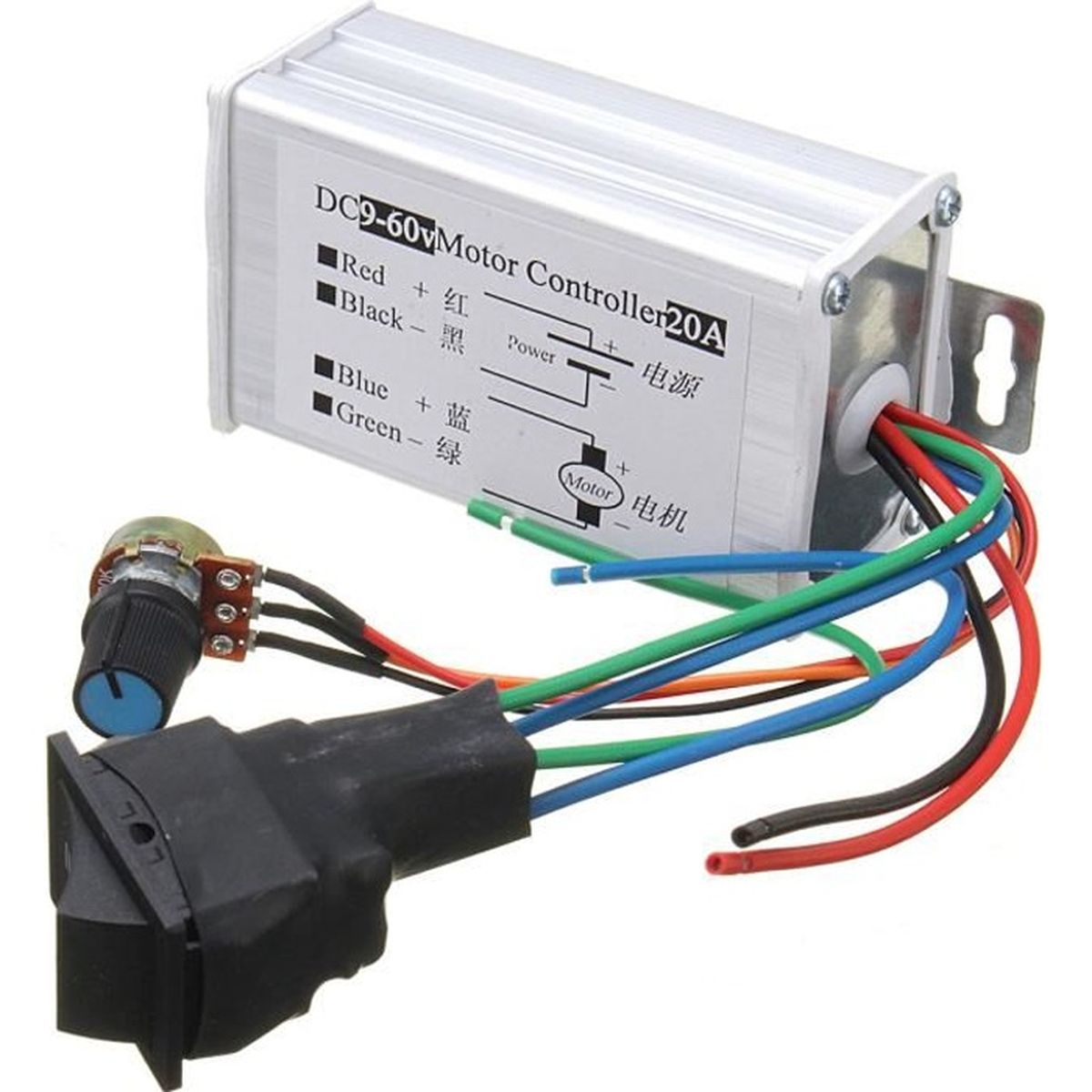 Variateur De Vitesse Pour Moteur à Courant Continu 220v UK DC 30A 12V Variateur de Vitesse Contrôleur Régulateur Moteur