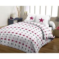 PARURE DE COUETTE CASATXU Housse 220x240cm + 2 Taies STARS PINK
