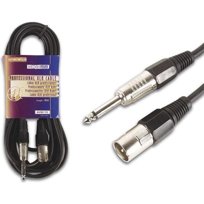 Cable XLR male Jack 6.35 male 6m mono câble tv vidéo son, avis et