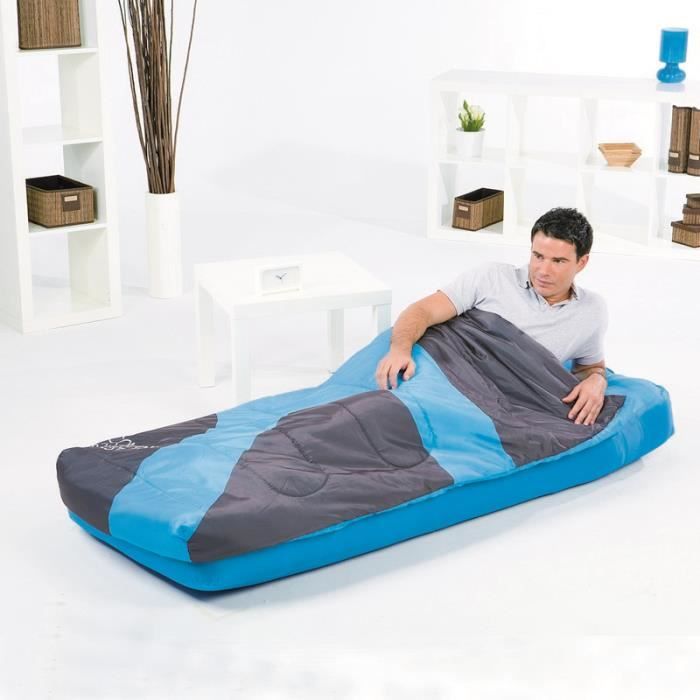 Matelas sac de couchage intégré 1 personne Bestway bleu Prix pas cher Cdiscount