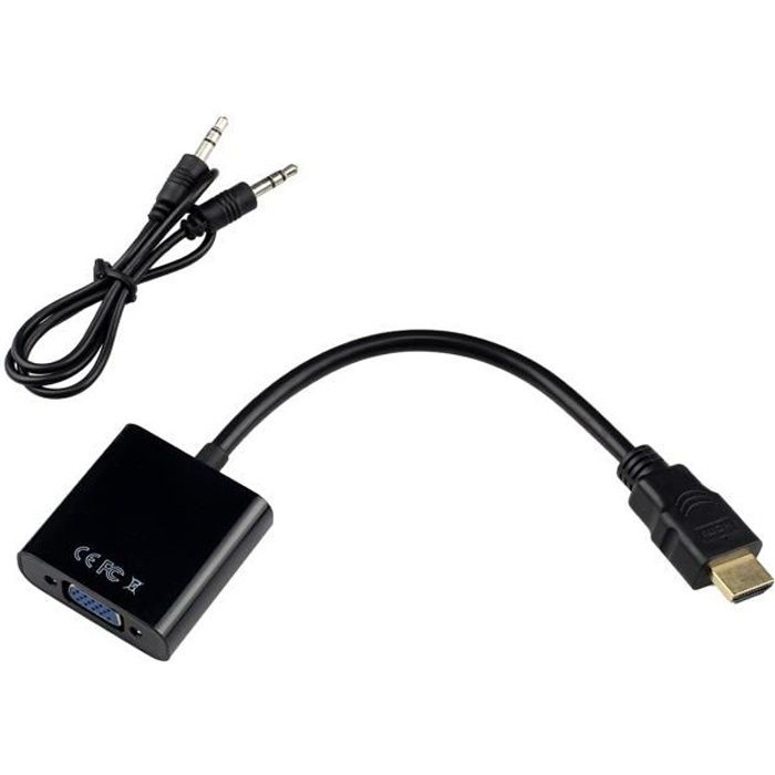 Tera Câble Adaptateur 1080P HDMI mâle vers VGA femelle avec jack 3,5mm