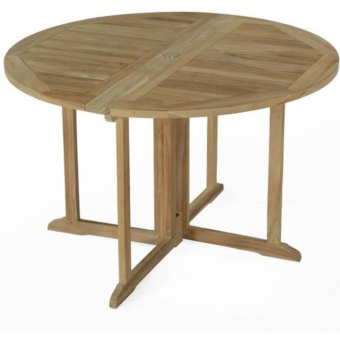 Table pliante ronde en teck Diam 120 cm Table ronde pliable pour 4/6