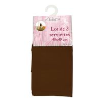 SERVIETTE DE TABLE  Lot de 3 serviettes de table "ALIX" chocolat