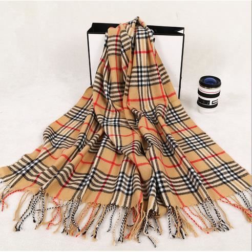 Belle douce &Eacute;charpe Ch&acirc;le Femme Homme Cachemire Carreaux Frange
