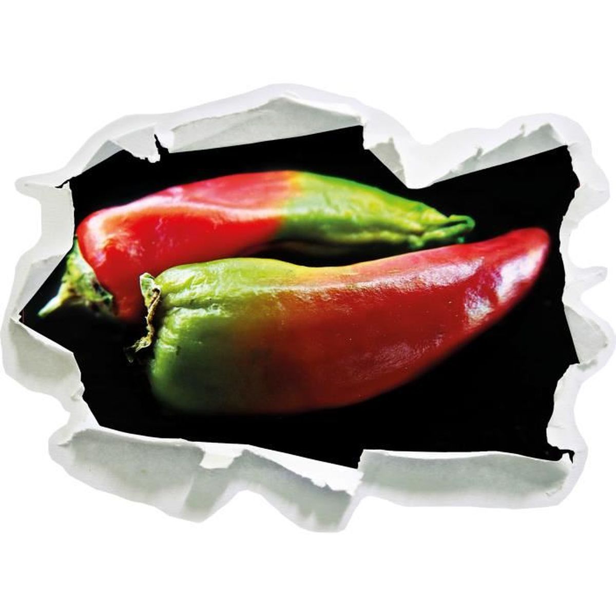 Sombres deux piments, papier 3d taille sticker mural: 92x67 cm ...