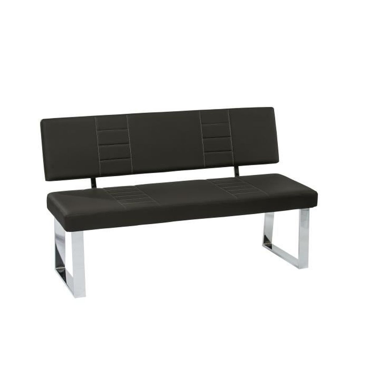 Banc Avec Dossier Simili Cuir Noir Santa Barbara Achat Vente Banc