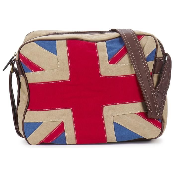 Sac Union Jack David Jones Beige Beige, rouge et bleu Achat / Vente
