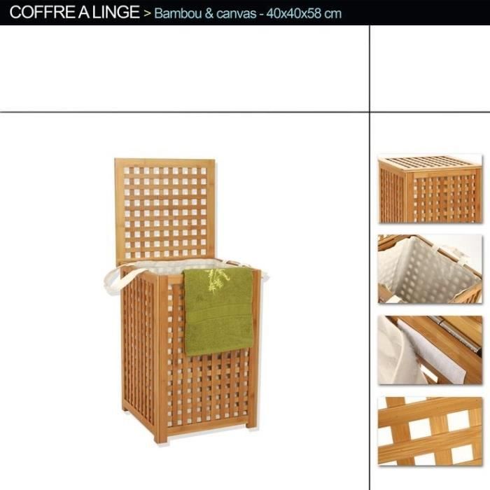 Coffre à linge bambou Achat / Vente petit meuble rangement Coffre à