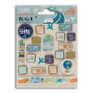 TOGA Lot de 20 embellissements Globe-trotter