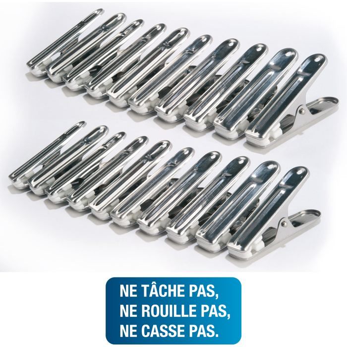 Pinces à Linge Inox Qualsen - 20 Pièces - Antirouille Pour Extérieur - Multi-usage