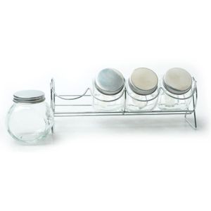 JOCCA Set de 4 pots ? épices en cristal transparent et gris