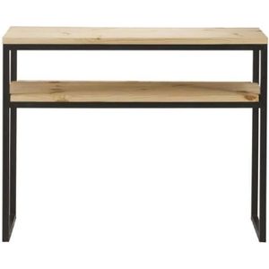 Console style industriel en bois pin massif ciré brossé et métal - L 100 cm