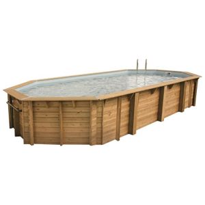 UBBINK Piscine octogonale en bois Océa 470x860xH130 cm - Liner gris