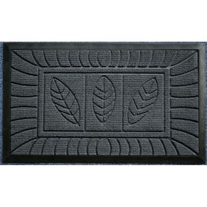Tapis d'entrée 45x75cm feuilles gris