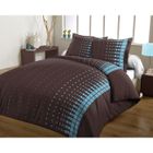 PARURE DE COUETTE CASATXU Housse 220x240cm + 2 Taies ROAD CHOCO/TURQ