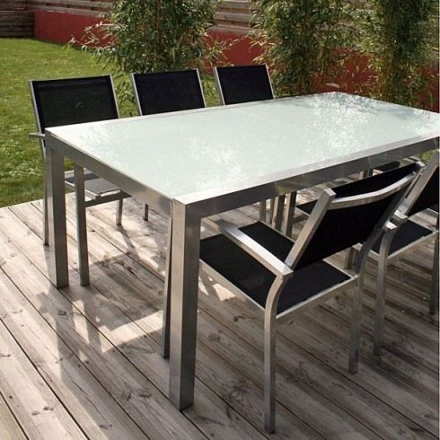 table jardin verre aluminium