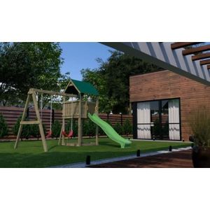 BALANCOIRE / PORTIQUEen bois Aire de Jeux Pollux pour Enfants (toboggan, balançoire, cabane)