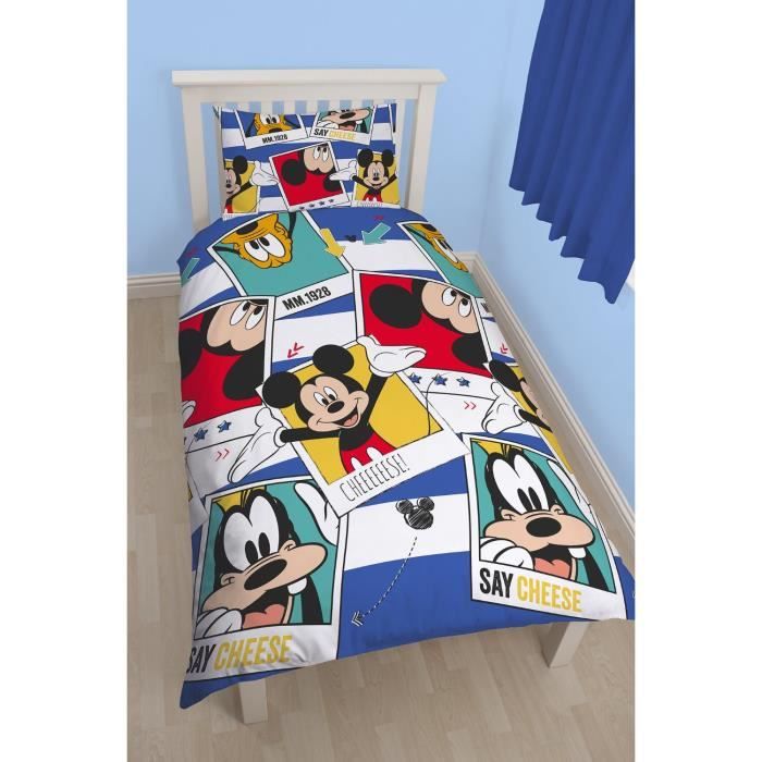 Mickey Et Minnie Kiss Love - Parure De Lit Double - Housse De Couette 200 X 200 Cm Coton