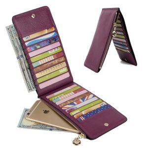 Yaluxe Femme Portefeuille Porte Cartes Zippé Cuir Véritable Doux