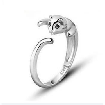 BAGUE CHAT FILLETTE PLAQUE ARGENT 925 REGLABLE