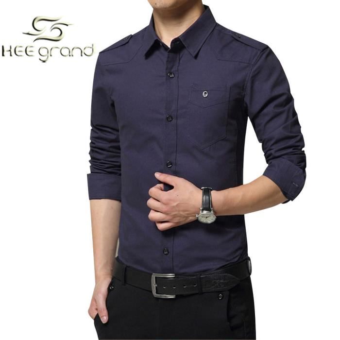 CHEMISE , CHEMISETTE Homme Chemise Classique d\u0027Armé Style A Manche