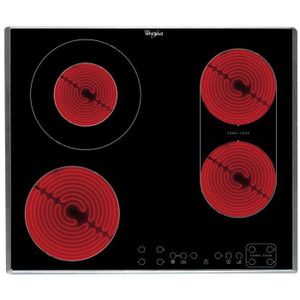 WHIRLPOOL AKT 8000 IX - Table de cuisson vitrocéramique - 4 zones - 6,2 kW - L58 x P51cm - Rev?tement verre - Noir