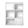 PETIT MEUBLE DE RANGEMENT Meuble de rangement 6 cases + 2 portes blanc