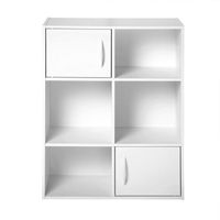 PETIT MEUBLE DE RANGEMENT Meuble de rangement 6 cases + 2 portes blanc