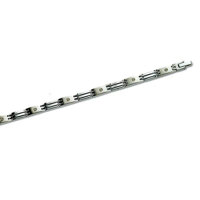 bracelet en acier et or 18 carats - poids 0.09gr - longueur 21 cm ...