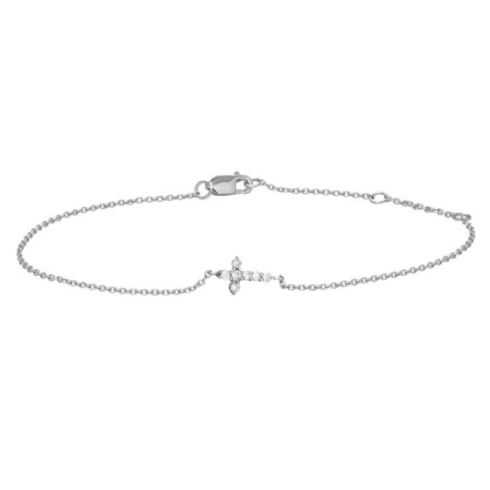 Or 18ct et diamants - Bracelet croix - Bracelet croix en or blanc 18 ...