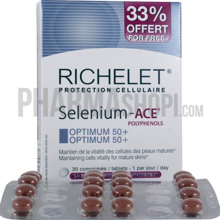 Selenium ACE polyphenols optimum 50+ Richelet boite de 30 comprimés