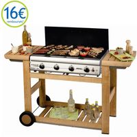 BARBECUE - PLANCHA ADELAÏDE 4 Barbecue à gaz Woody avec chariot bois