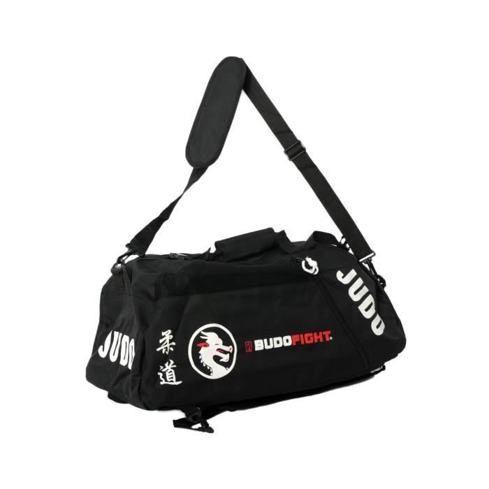 BUDOFIGHT Sac De Sport Judo Convertible XL - 90 Litres, Nylon Résistant, Bretelles Rangement, Poches Multiples