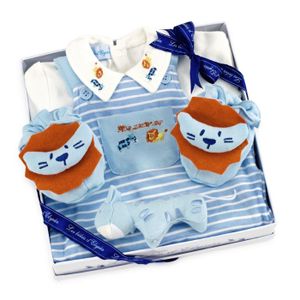 COFFRET CADEAU TEXTILE Coffret cadeau naissance Lion 12 mois bleu COFFRET CADEAU TEXTILE Coffret cadeau naissance Lion 12 mois bleu