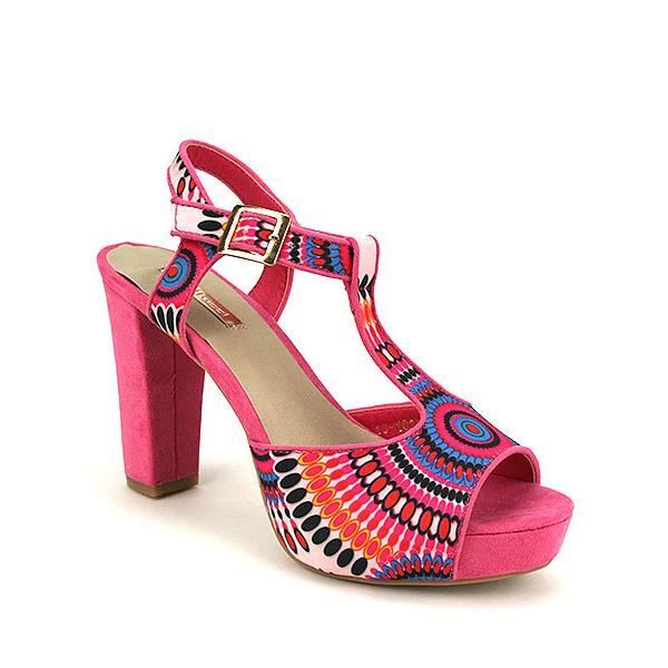 sandales talons fushia