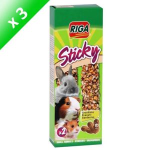 RIGA Lot de 3 Sticky Baguettes aux arachides tournesol x 2 pour rongeurs 132g