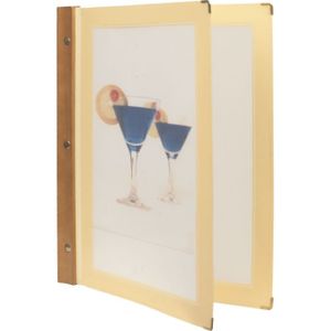Prot?ge menu A4 beige ivoire Ligne Bois, 2 inserts