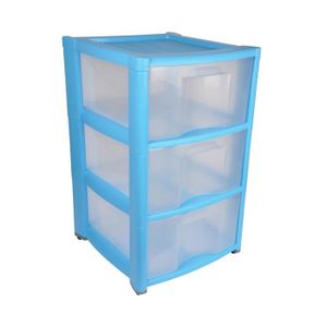HOMEA Tour de rangement ? roulettes avec 3 tiroirs 40x38x59cm bleu tendre