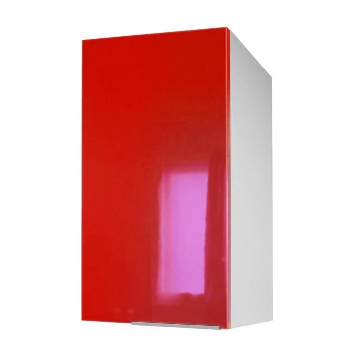 caisson haut 1 porte 40 cm rouge haute brillance