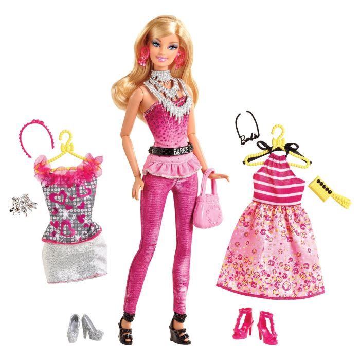 Barbie Fashionistas + 3 robes roses Achat / Vente poupée Cdiscount
