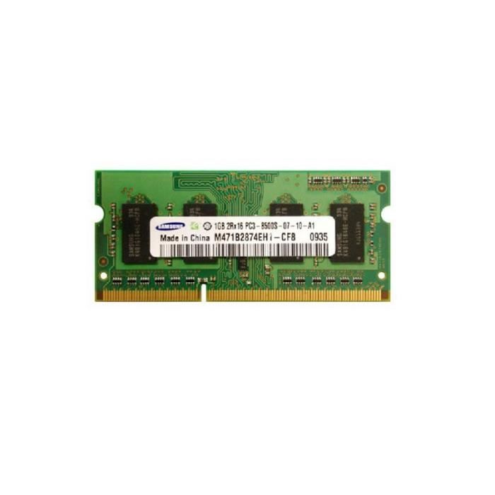 Barrette Mémoire RAM Samsung 1Go DDR3 PC38500S M471B2874EH1CF8 SoDimm Portable Prix pas cher