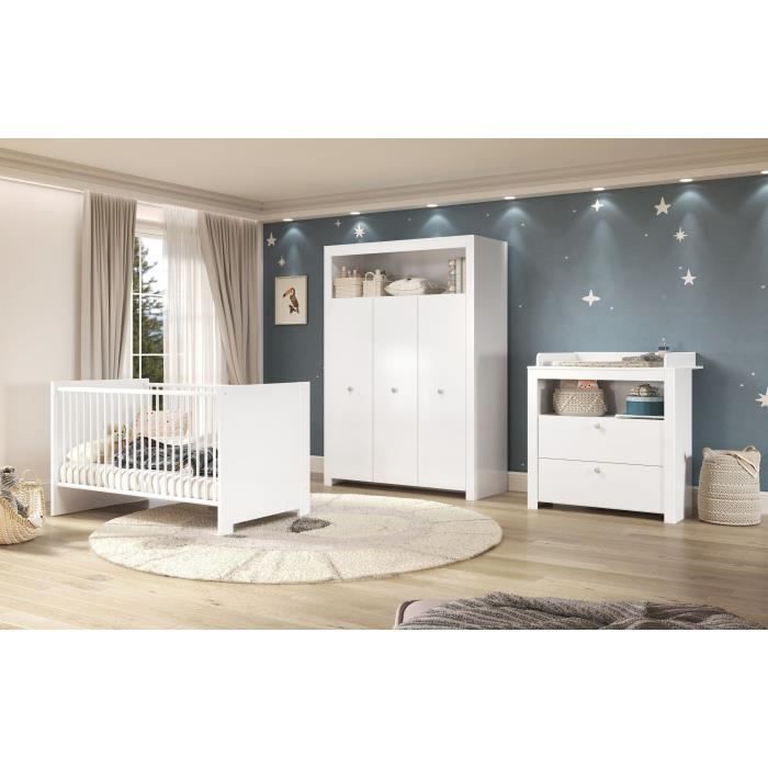 Olivia chambre bébé complète 3 pièces : lit armoire commode ... De Fille Chambre Créatif bébé