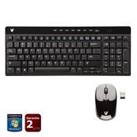 CLAVIER - PAVE NUMERIQUE V7 Combo Compact Clavier/Souris sans fil 2.4 Ghz