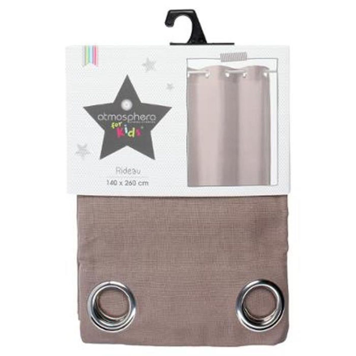 Rideau en coton pour chambre enfant coloris taupe, l.260 x l.140 ...