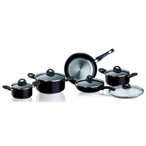 BIALETTI SIMPLICITY Batterie de cuisine 10 pi?ces 00AGD505 16-20-24-24-28cm noir + Couvercles Tous feux dont induction